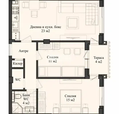 Снимка 3 — Тристаен апартамент в Пловдив, Кършияка
