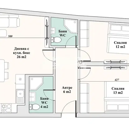 Снимка 2 — Тристаен апартамент в Пловдив, Кършияка
