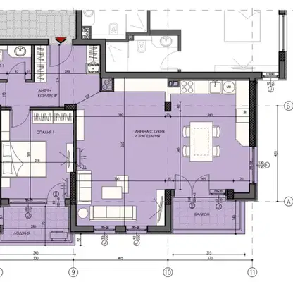 Снимка 2 — Тристаен апартамент с голяма дневна в Лагера, София