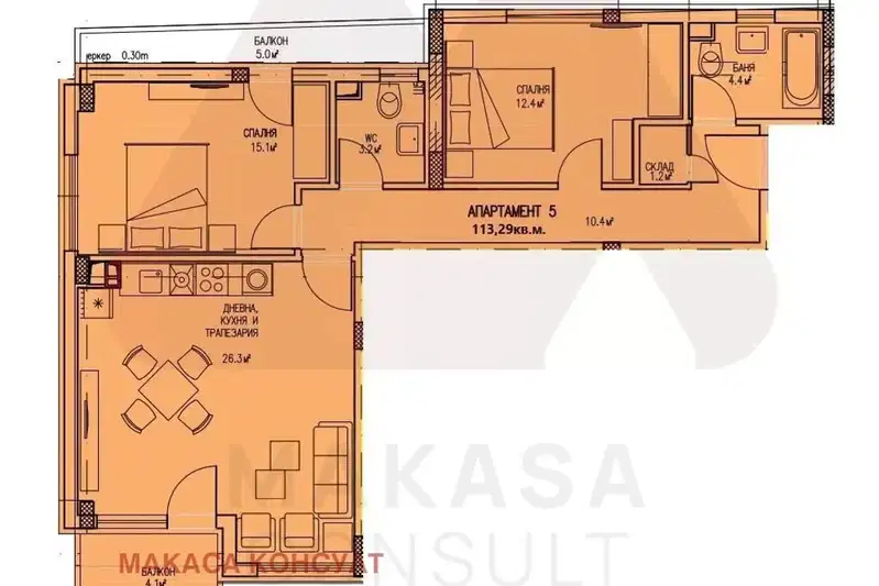 3-bedroom apartment in Sofiya, Lyulin - Centyr