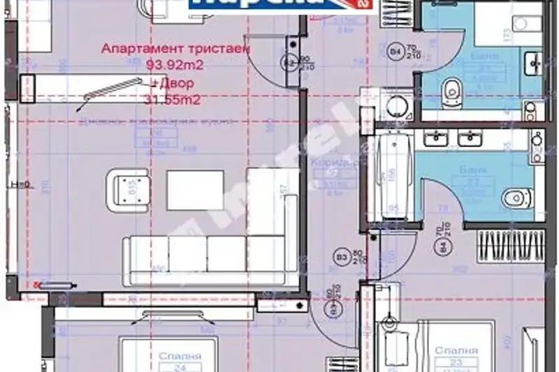 3-bedroom apartment in Sofiya, Gyrdova Glava