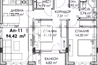 Тристаен апартамент в Бургас, Мадика