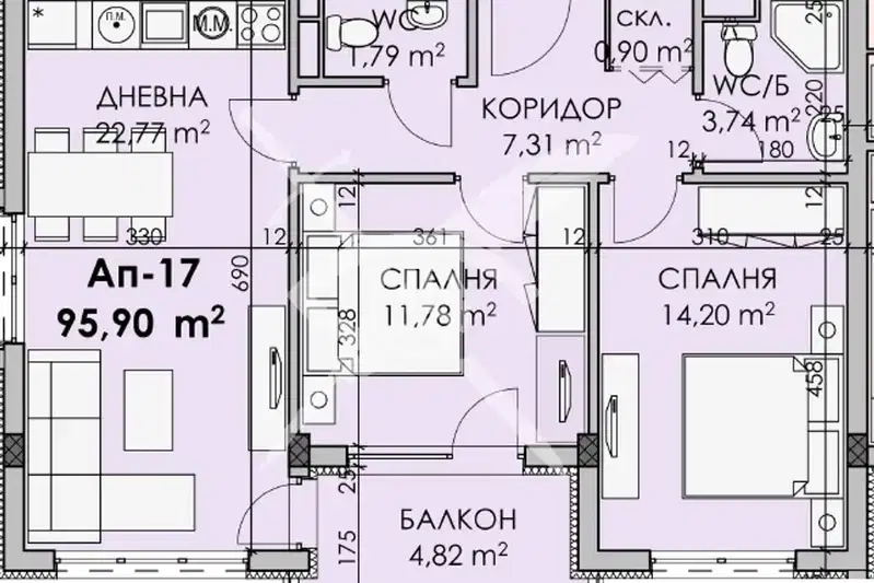 3-bedroom apartment in Burgas, Madika