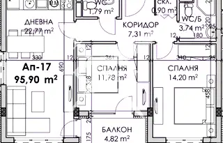 Тристаен апартамент в Бургас, Мадика