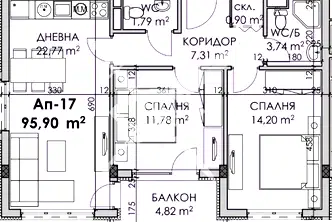 Тристаен апартамент в Бургас, Мадика