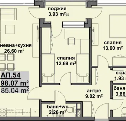 Снимка 2 — Тристаен апартамент в Бургас, Мадика