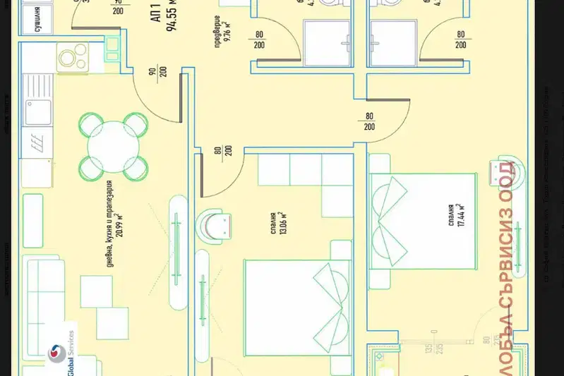 3-bedroom apartment in Sofiya, Malinova Dolina