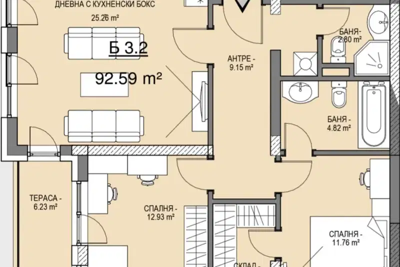 3-bedroom apartment in Sofiya, Malinova Dolina