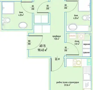 Снимка 2 — Тристаен апартамент в София, Малинова долина