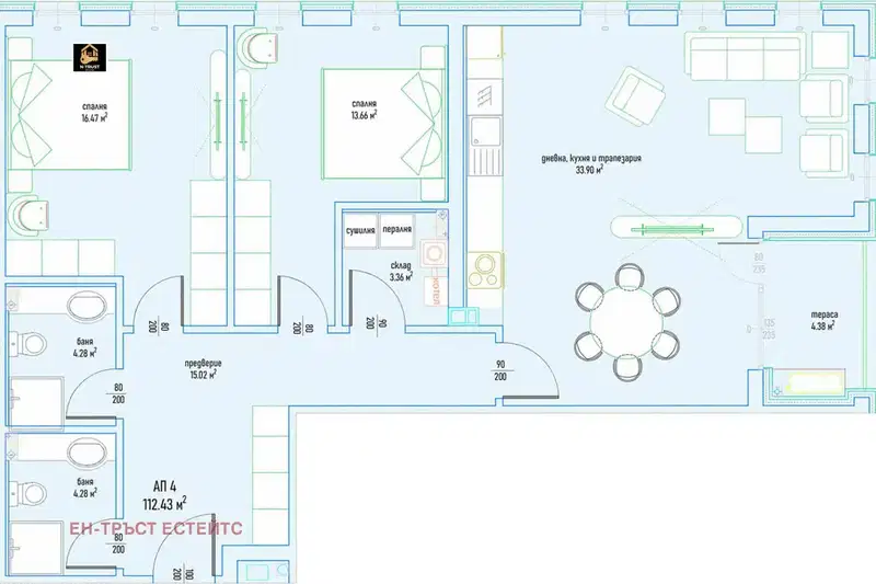 3-bedroom apartment in Sofiya, Malinova Dolina