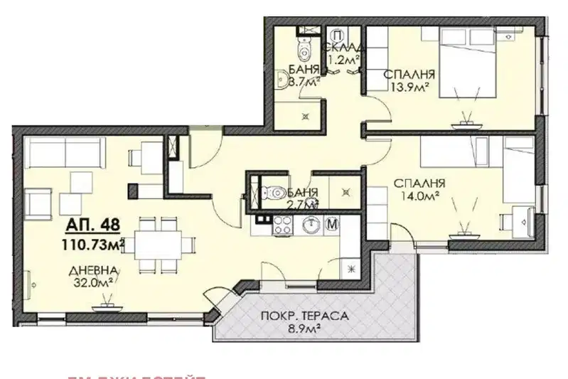 3-bedroom apartment in Burgas, Meden Rudnik - Zona B