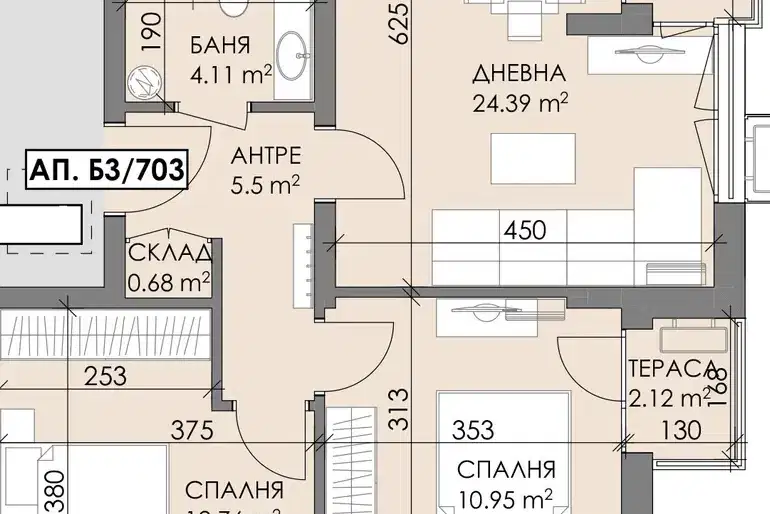 3-bedroom apartment in Burgas, Meden Rudnik - Zona B
