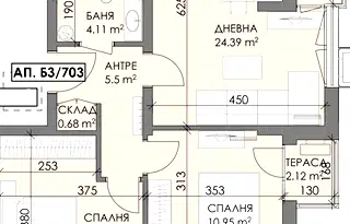 Тристаен апартамент в Бургас, Меден рудник - зона Б