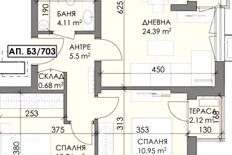Тристаен апартамент в Бургас, Меден рудник - зона Б