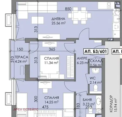 Снимка 2 — Тристаен апартамент в Бургас, Меден рудник - зона Б