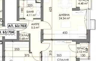 Тристаен апартамент в Бургас, Меден рудник - зона В