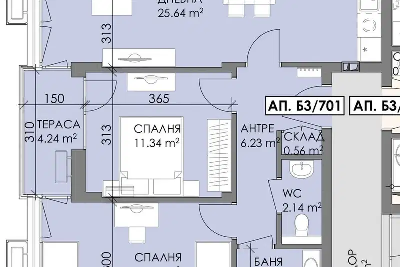 3-bedroom apartment in Burgas, Meden Rudnik - Zona V