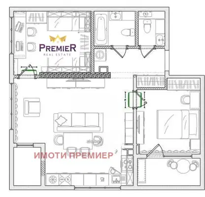 Снимка 2 — Тристаен апартамент в Бургас, Меден рудник - зона В