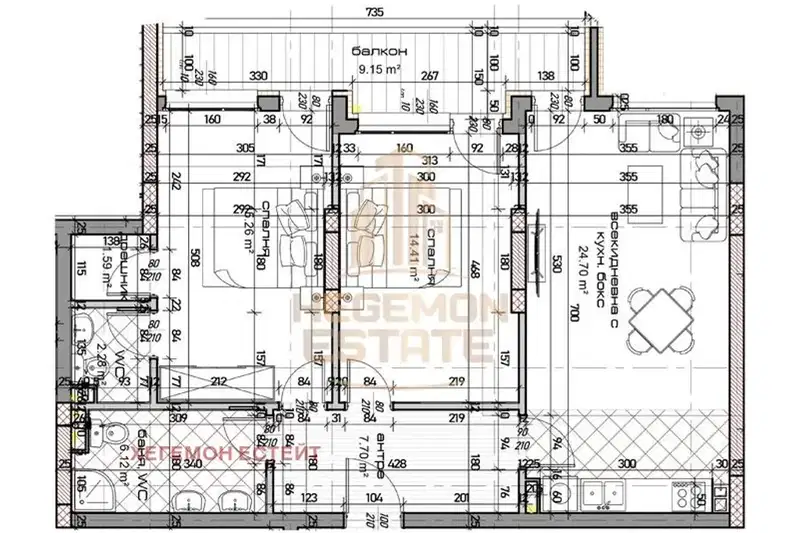 3-bedroom apartment in Varna, Mladost 1