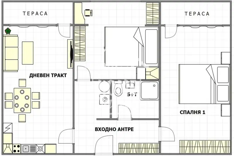 Тристаен апартамент с две тераси в Младост 2, Варна