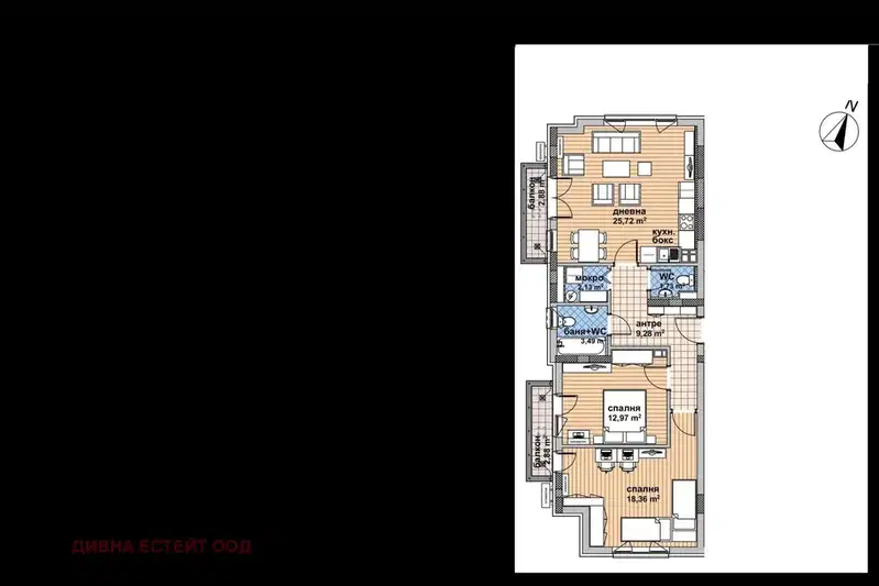3-bedroom apartment in Sofiya, Nadejda 4