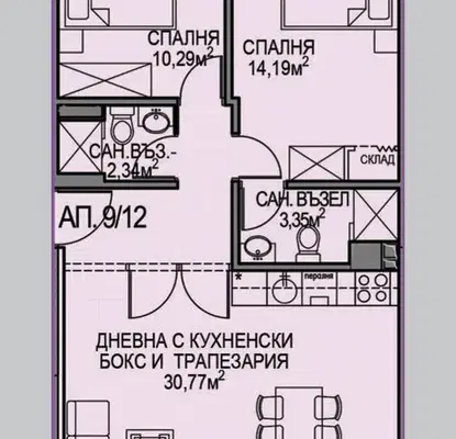 Снимка 2 — Тристаен апартамент в София, Обеля 2