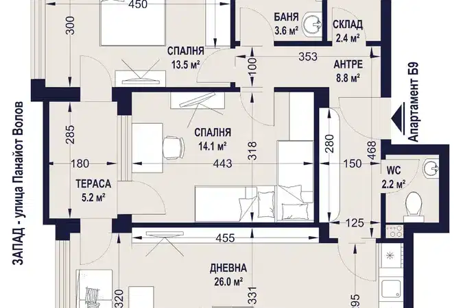 3-bedroom apartment in Sofiya, Oborishte