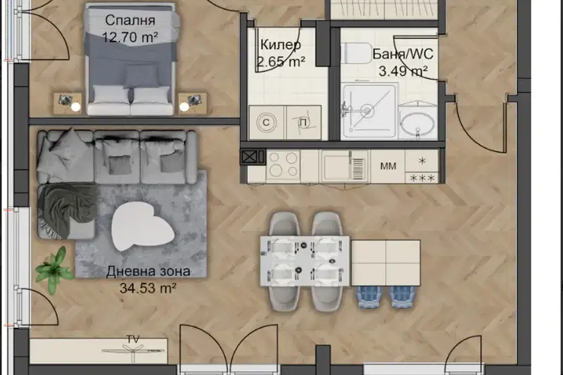 3-bedroom apartment in Plovdiv, Ostromila