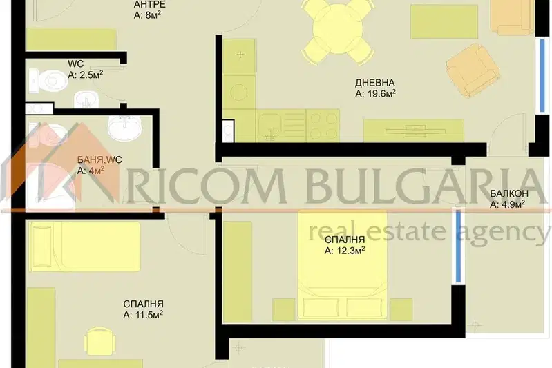 3-bedroom apartment in Varna, Pobeda