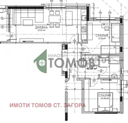 Снимка 3 — Тристаен апартамент в Стара Загора, Самара 3