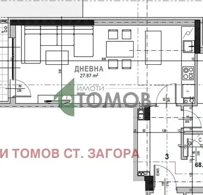 Снимка 3 — Тристаен апартамент в Стара Загора, Самара 3