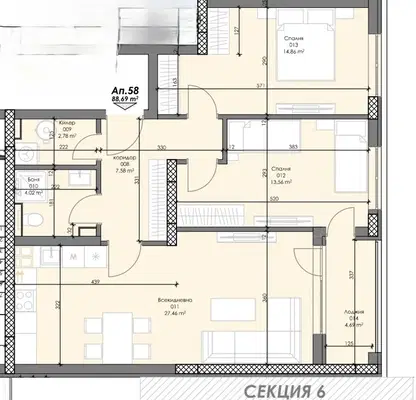 Снимка 2 — Тристаен апартамент в София, Сердика