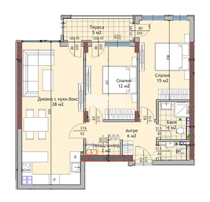 Photo 2 — Three-room apartment in Trakiya with terrace, Plovdiv