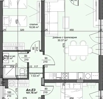 Снимка 2 — Тристаен апартамент в Пловдив, Тракия