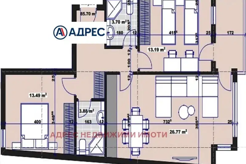 3-bedroom apartment in Stara Zagora, Tri Chuchura - Sever