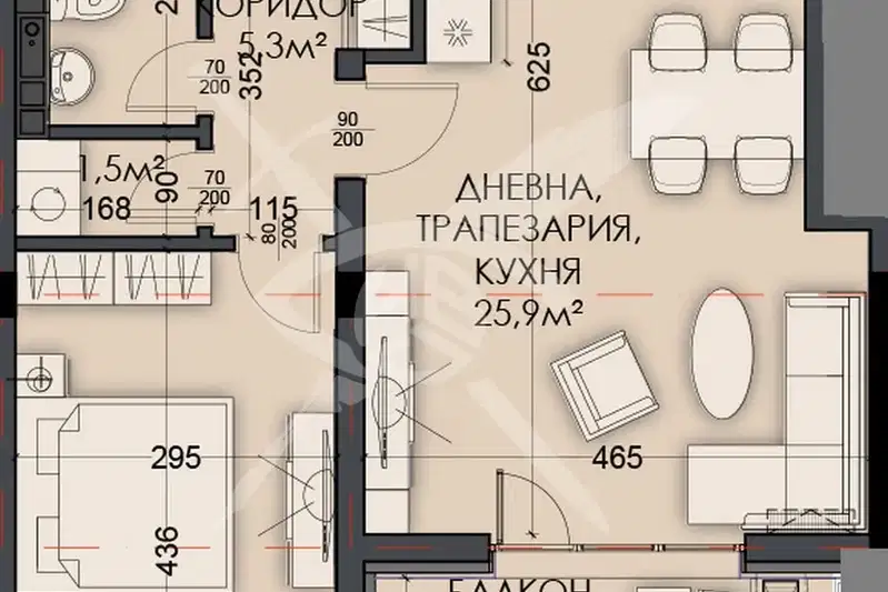Тристаен апартамент във Варна, Виница