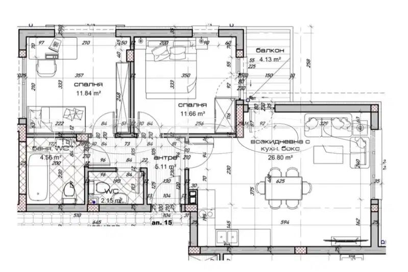 3-bedroom apartment in Varna, Vinica