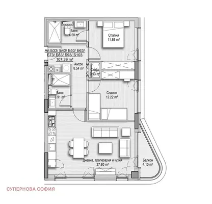 Снимка 3 — Тристаен апартамент в София, Витоша