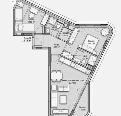 Снимка 4 — Тристаен апартамент в София, Витоша