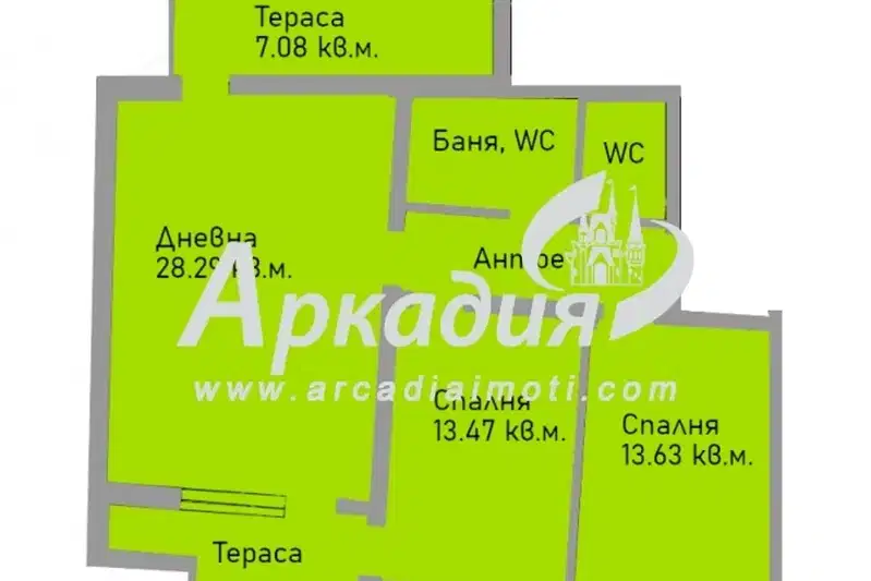 Тристаен апартамент с две тераси в Въстанически, Пловдив