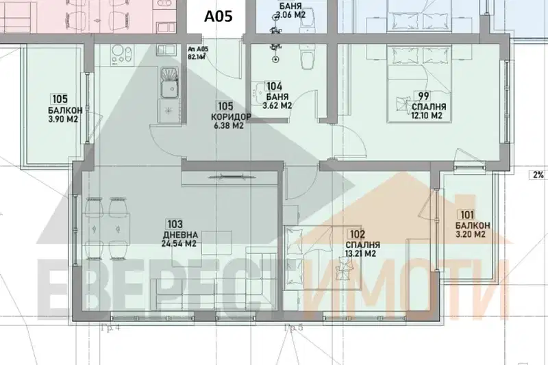 3-bedroom apartment in Plovdiv, Vystanicheski