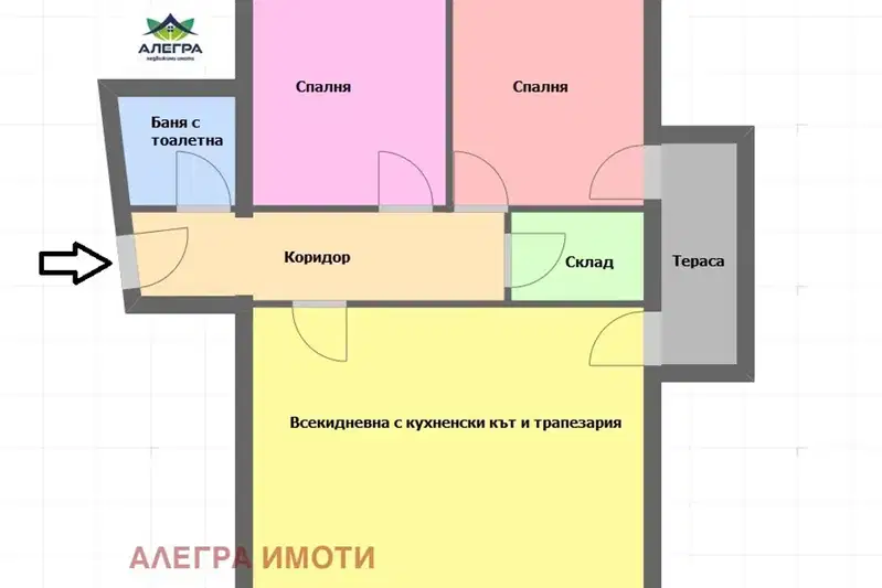 3-bedroom apartment in Pazardjik, Yabylkite