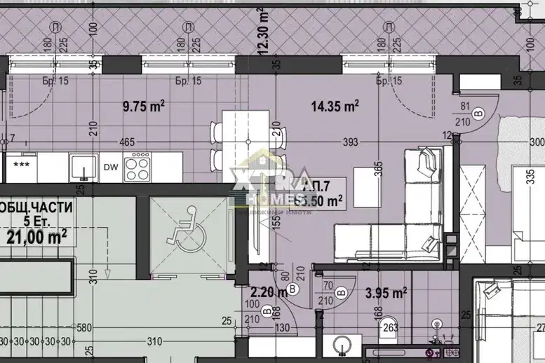 2-room apartment with modern architecture in Center, Sofia