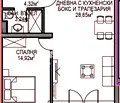 Снимка 3 — Двустаен апартамент с южно изложение и гледка към Витоша в Обеля 2