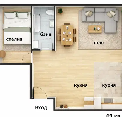 Снимка 4 — Двустаен апартамент в София, Оборище