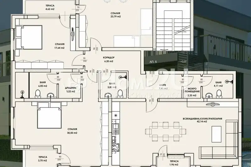 4-bedroom apartment in Plovdiv, Komatevo