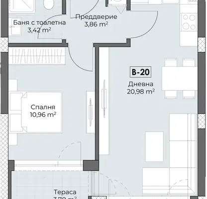Снимка 3 — Двустаен апартамент в Пловдив, Беломорски