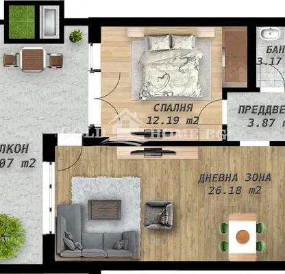 Снимка 3 — Двустайно жилище с модерна архитектура в кв. Беломорски, Пловдив