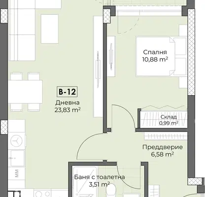 Снимка 3 — Двустаен апартамент в Пловдив, Беломорски