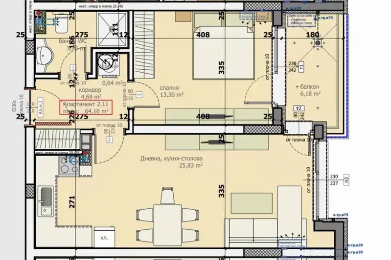 2-bedroom apartment in Stara Zagora, Centyr